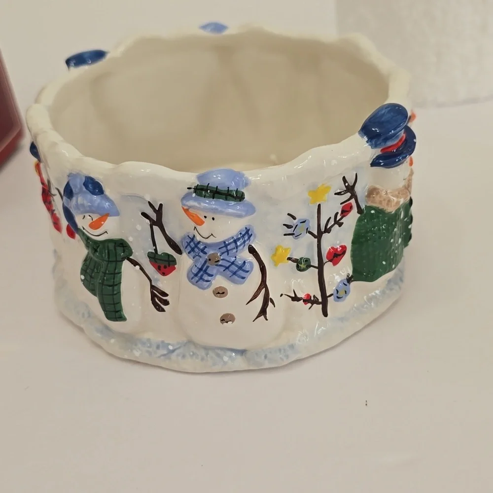 NIB St. Nicholas Square Snowmen Button Up Dip Mix Set Bowl Spreader Holiday
